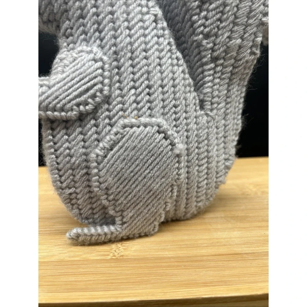 Vintage Handmade Crocheted Squirrel With Wooden Nut 8